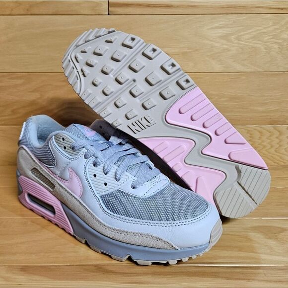 Nike Air Max 90 Vast Grey Pink Wolf Grey Mens Shoe Sneaker CW7483-001 - Picture 3 of 11